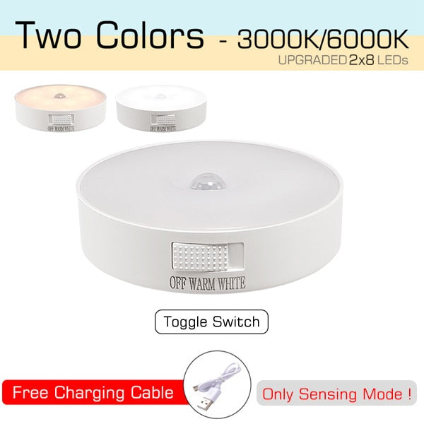 Motion Sensor Light USB Night Light Bedroom Decor Wireless LED Wall Lamp for Kitchen Stairs Hallway Cabinet Closet Wardrobe