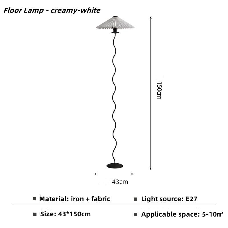 Pleated Skirt Lamp Shade Floor Lamp Japanese Minimalist Living Room Bedroom Ground Floor Lamp Bedside Atmosphere Table Lamp