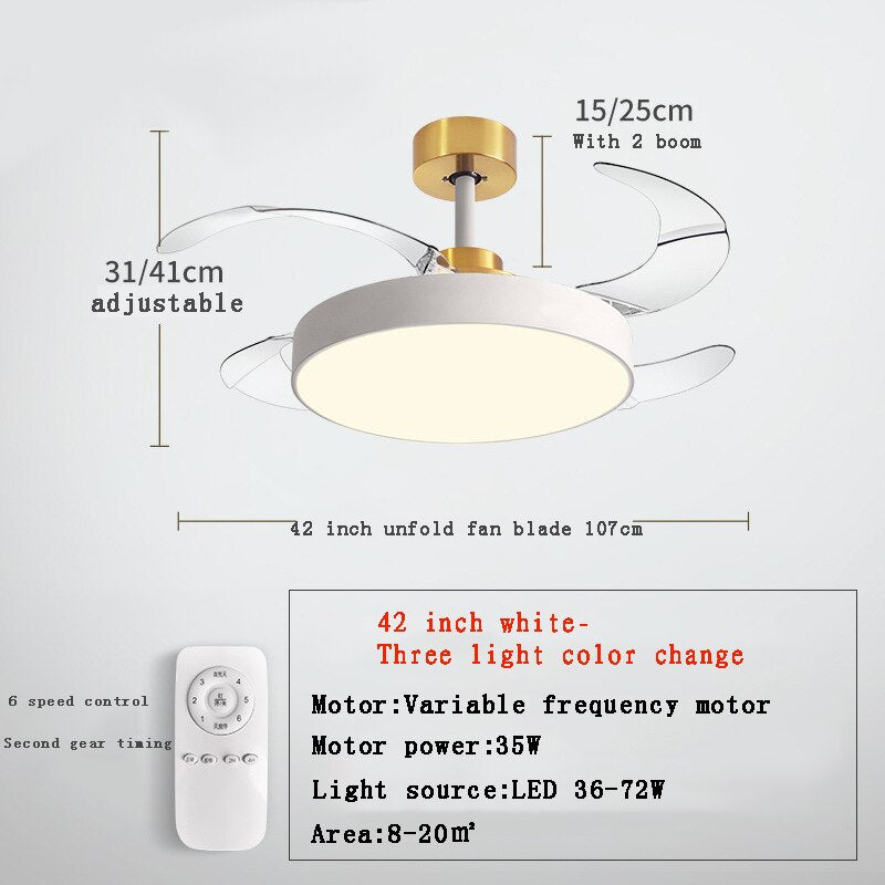 2023 Modern Ceiling Fan with Led Light Ventilator De Techno Con lumination Ceiling Fans Living Room Decors Chandelier with Fan