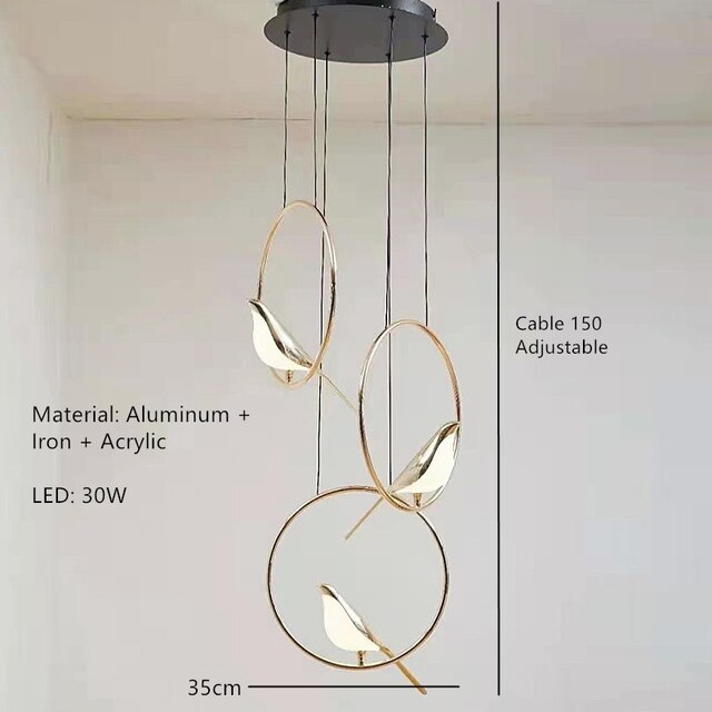 Nordic Magpie Bird LED Wall Lamp Parlor Bar Bedside Hanging Light Fixture Novelty Rotatable Wall Bedroom Foyer Sconce