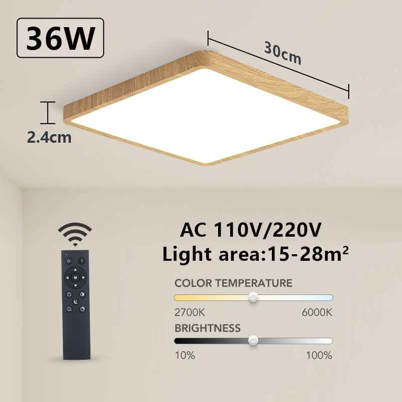 Tuya Smart LED Ceiling Lamp Wood Grain App Voice Control Alexa/Google Remote Control Square Ceiling Lights Living Room