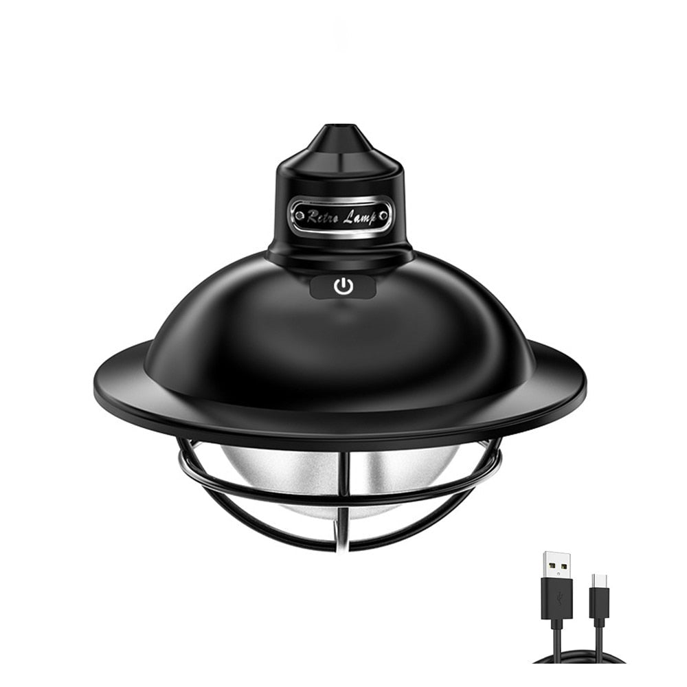 Vintage Style LED Camping Light Rechargeable Super Bright Camping Light 4 Lighting Modes Waterproof Outdoor Light