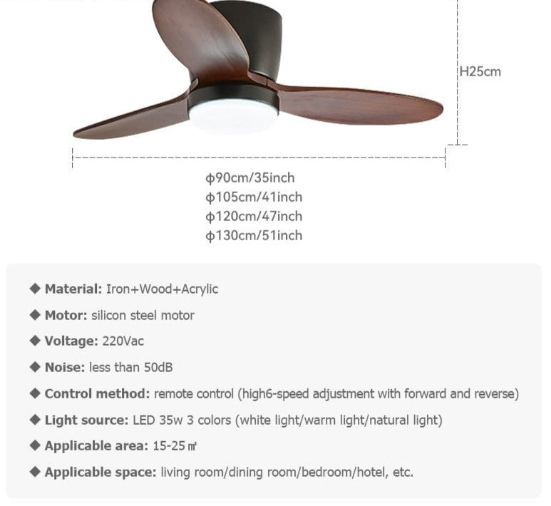 35Inch Design Fan Modern Floor Wood Dc Ceiling Fan Lamp With Remote Control Indoor Solid Wood LED light Fans For Home Ventilation