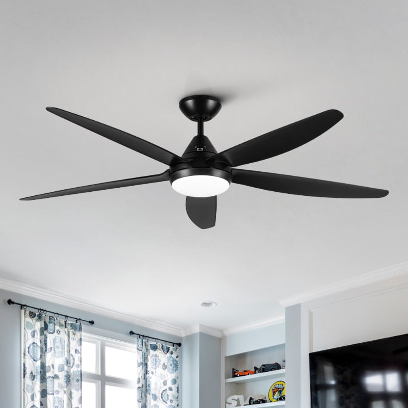 56 In Intergrated LED Ceiling Fan Lighting with Black ABS Blade White ABS