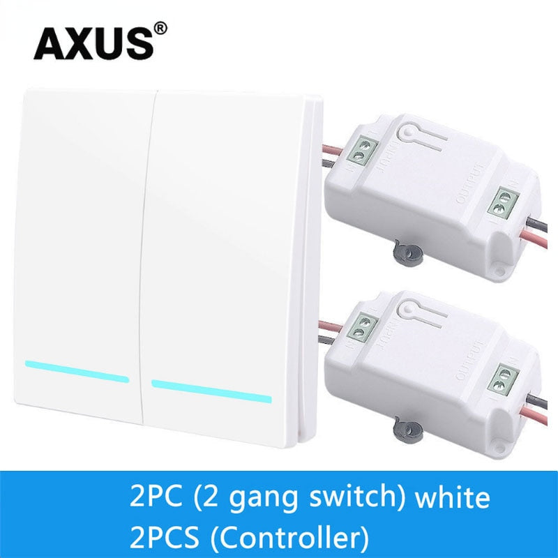 AXUS RF 433Mhz Switch Wireless Wall Switch 86 Wall Panel Transmitter Safety Switch AC 110V 220V Relay Interruptor for Light Lamp