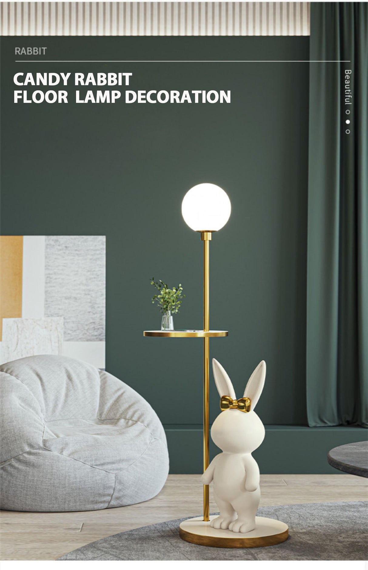 Floor Lamp Nordic Modern Fashion Coffee Table Chirdren Lights E27 Boy and Girl Room Bedroom LED Rabbit Floor Lamp Fixture Led