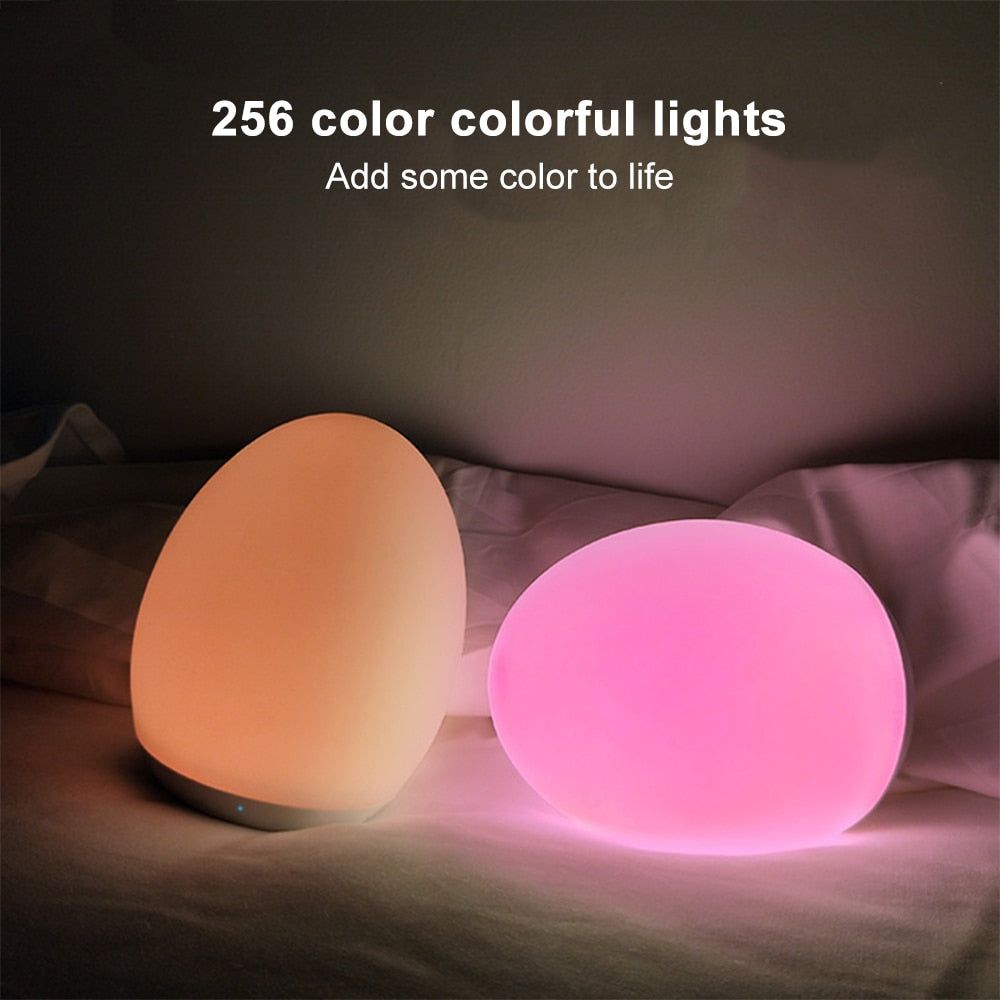 Novelty LED Night Lights USB Rechargeable Egg Shape Pat Light Baby Feeding Sleeping Eye Protection Lamp Outdoor Bar Table Lamps