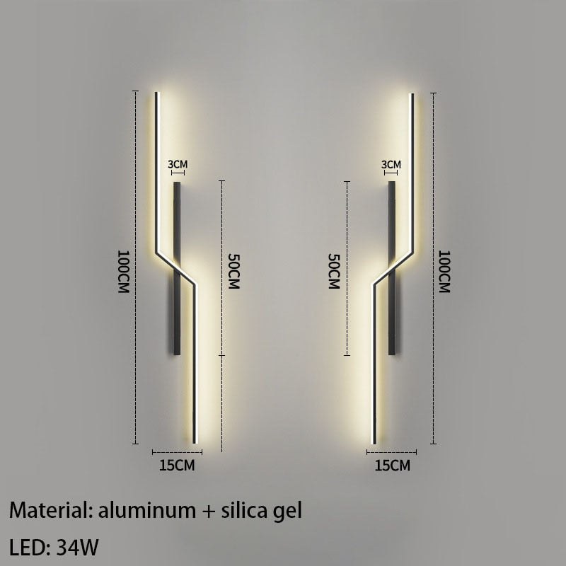 Minimalist LED Wall Lights Living Room Bedroom Lamp Art Decors Aluminum Line Novelty Sconce Drop Shipping