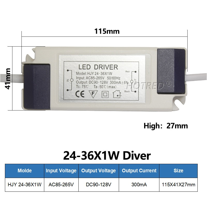 LED Driver 300mA 1W 3W 5W 7W 12W 18W 20W 25W 36W Constant Current Driver Power Supply AC85-265V DownLighting Transformers Bulb