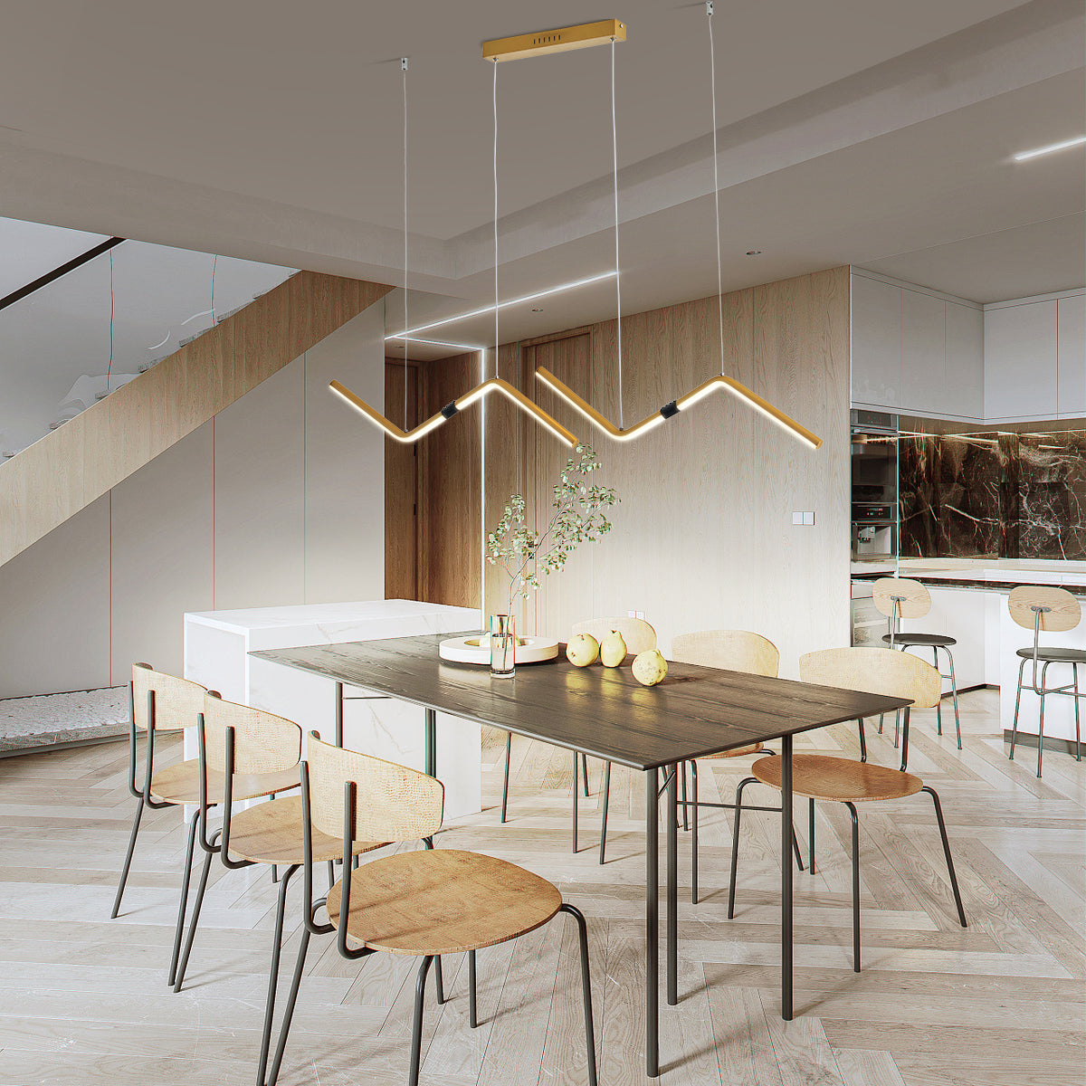 MINIMALISM GOLD/BLACK FINISHED MODERN LED CHANDELIER FOR DINING ROOM KITCHEN ROOM HANGING CHANDELIER FIXTURE