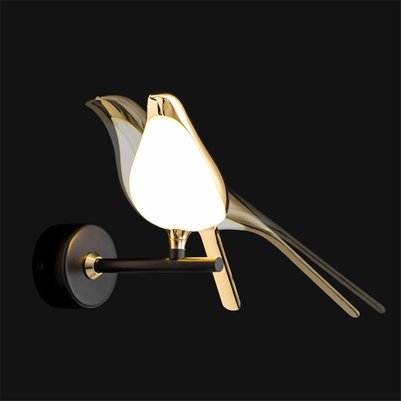 Nordic Magpie Bird LED Wall Lamp Parlor Bar Bedside Hanging Light Fixture Novelty Rotatable Wall Bedroom Foyer Sconce