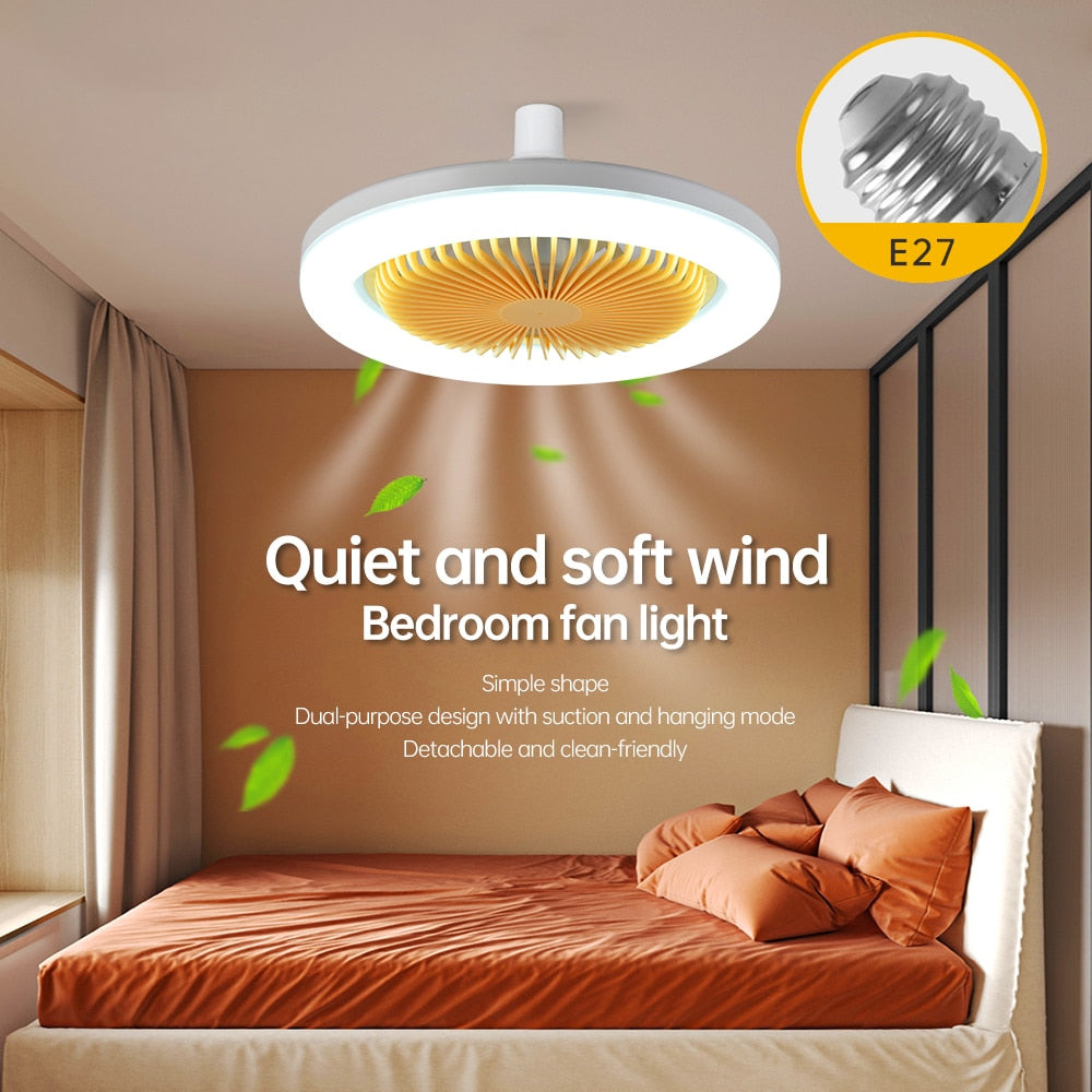 30W LED Fan Light E27 Bulb Universal AC85V-265V Ceiling Lamp 2 in 1 Creative Lighting Fan Lamp For Bedroom Study Night Market