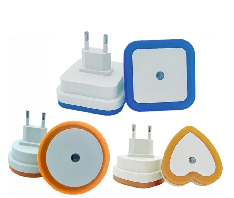 Mini LED Night Light EU/US Plug in Dusk to Dawn Sensor Wall Nights Lamp Square for Bedroom Hallway Stairs Corridor 85V-265V