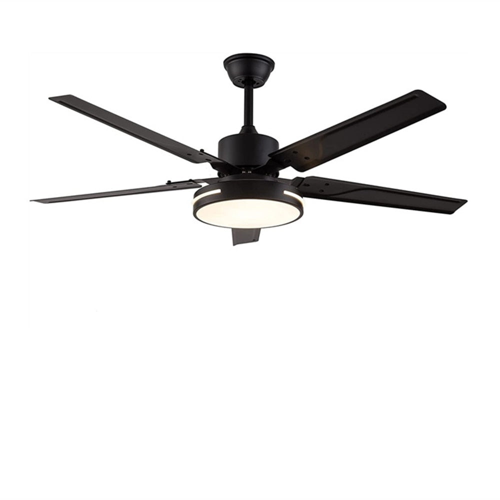 Black/Silver 48 Inch Modern LED Ceiling Fan Silent Motor with Remote Control