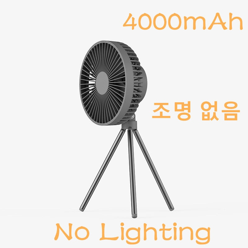 Multifunction Home Appliances USB Chargeable Desk Tripod Stand Air Cooling Fan with Night Light Outdoor Camping Ceiling Fan