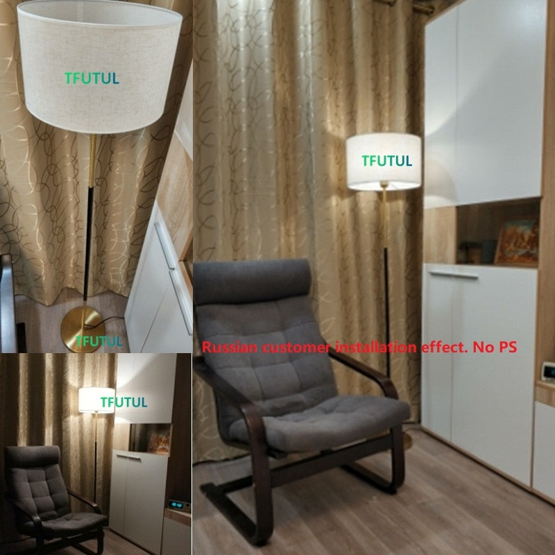 Modern Fabric Lampshade Led Floor Lamps Living Room Sofa Remote Control Dimmable Standing Lamp Bedroom Bedside Lights