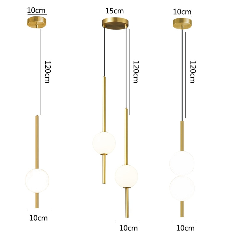 Simple glass ball pendant lights Nordic bedroom bedside long line hanging lamp modern restaurant decor lamp