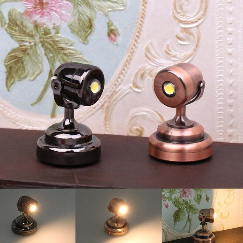 1:12 Dollhouse Retro European Style Mini LED Lamp Double-head Flower Ceiling Light Lamp Wall Light Room Outdoor Decors Toys