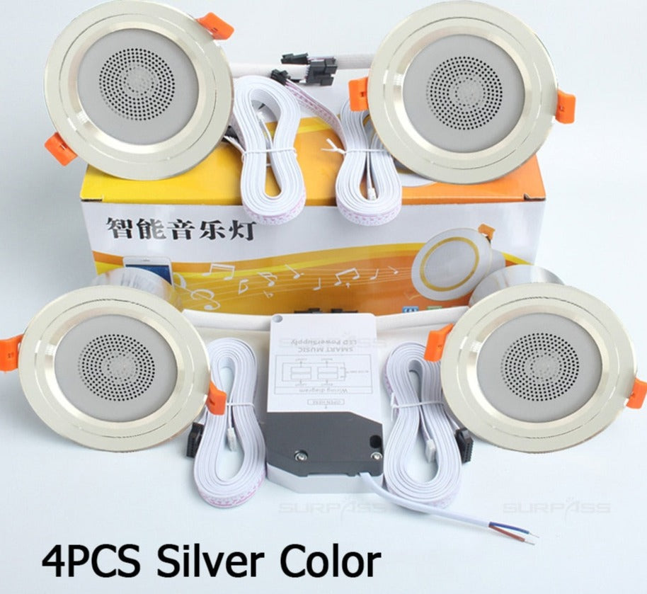 LED Smart Music Lamp Intelligent Background Music Light Ceiling Speakers With Adjusted Lights Smart Bluetooth Downlight Speaker