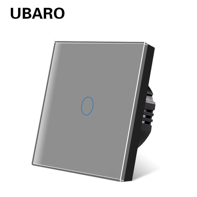 UBARO EU/UK Standard Crystal Tempered Glass Wall Panel Light Touch Switch Led Indicator Sensor Electrical Button 1/2/3Gang 220V