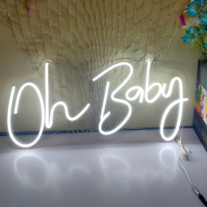 Happy Birthday Led Neon Sign Custom Night Light Sign for Birthday Party Decor Oh Baby Neon Light Lets Party Home Hanging Decor