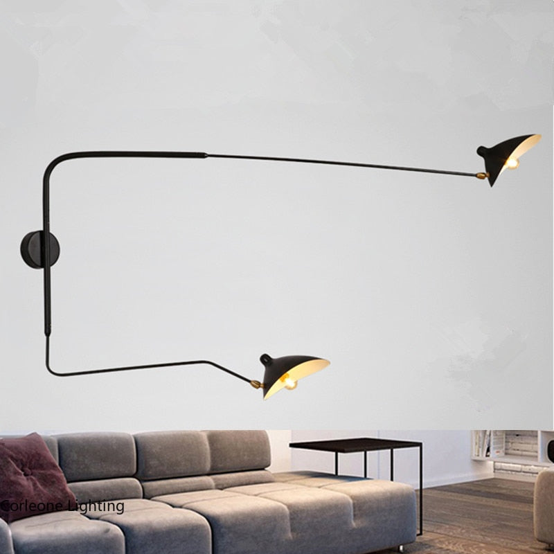 Nordic DaWn Spider Serge Mouille LED Wall Light Rotary Long Pole Wall Lamps for Living Room Bedroom Decor Sconce Light Fixtures