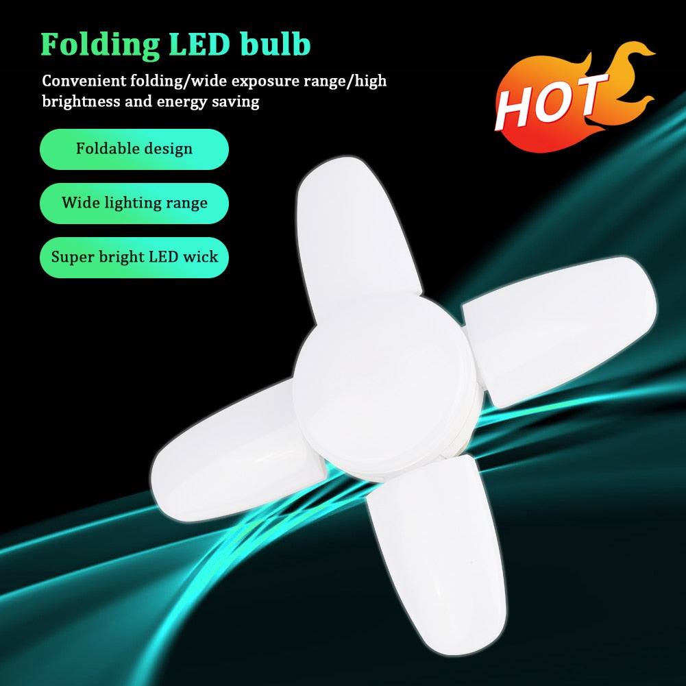E27 LED Bulb Fan Blade 4+1 Leaf Lamp AC165-265V 28W Foldable Led Light Bulb Deformable Lampada Home Ceiling Light Garage Light