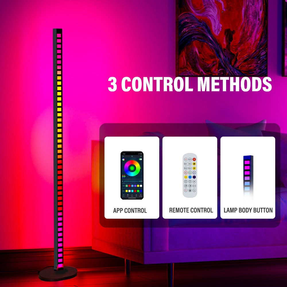 Bluetooth LED Floor Lamp RGBIC Music Synchronized Turn Corner Floor Lamp APP Remote Control Bedroom Game Room Party Decoration