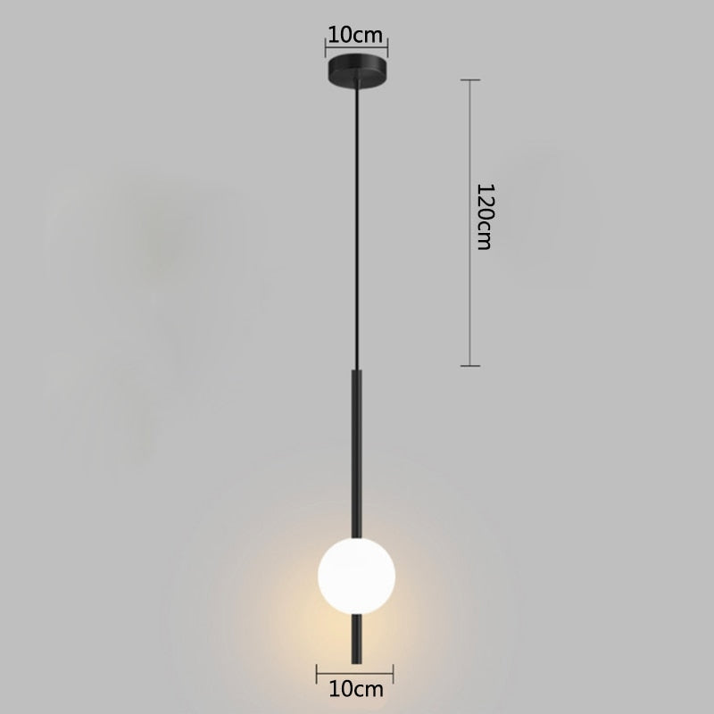 Simple glass ball pendant lights Nordic bedroom bedside long line hanging lamp modern restaurant decor lamp