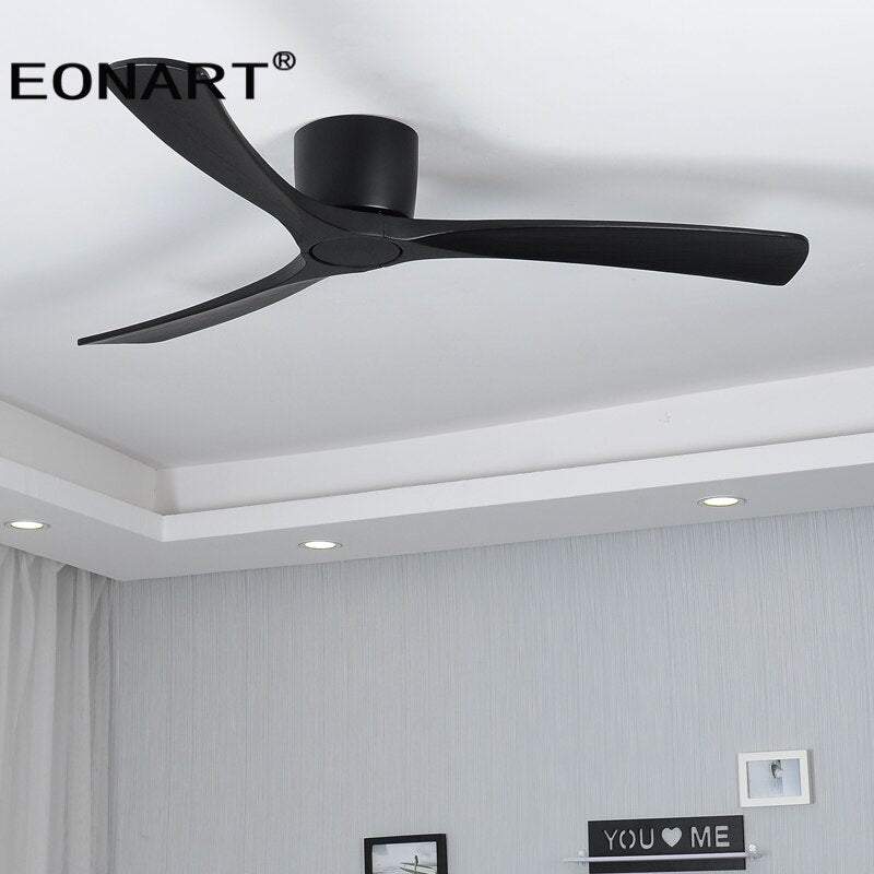 48Inch Low Floor Wooden Led Dc Ceiling Fan With Lamp Remote Control Modern Indoor Solid Wood White Ceiling Fans Without lmap