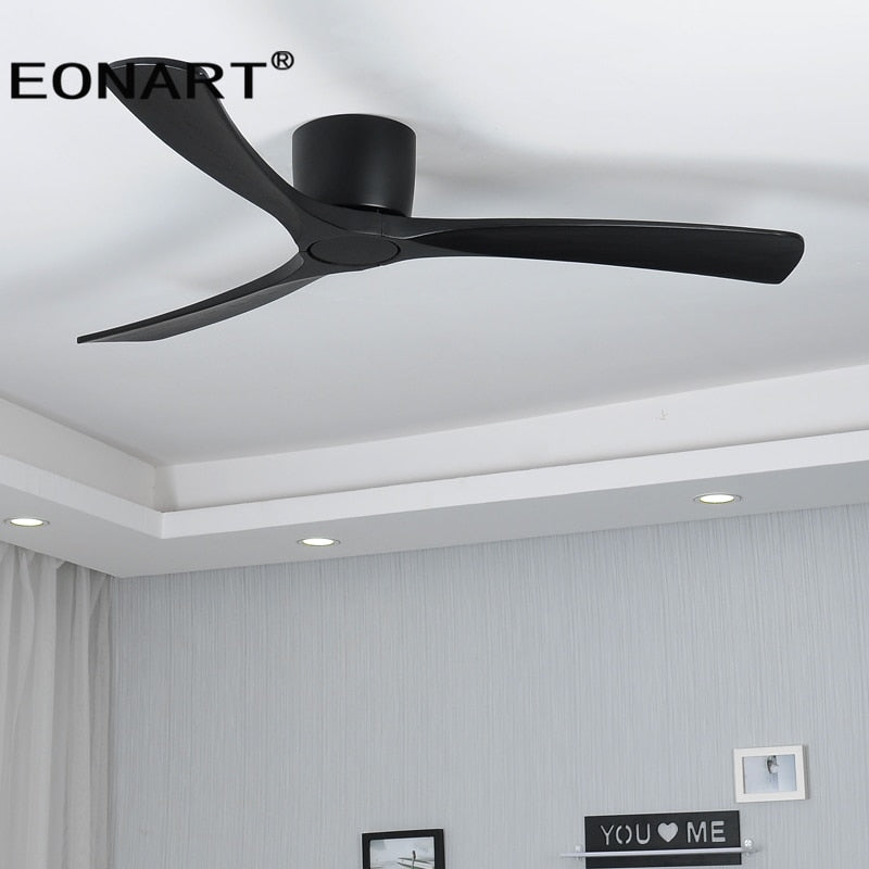 48Inch Low Floor Wooden Led Dc Ceiling Fan With Lamp Remote Control Modern Indoor Solid Wood White Ceiling Fans Without lmap