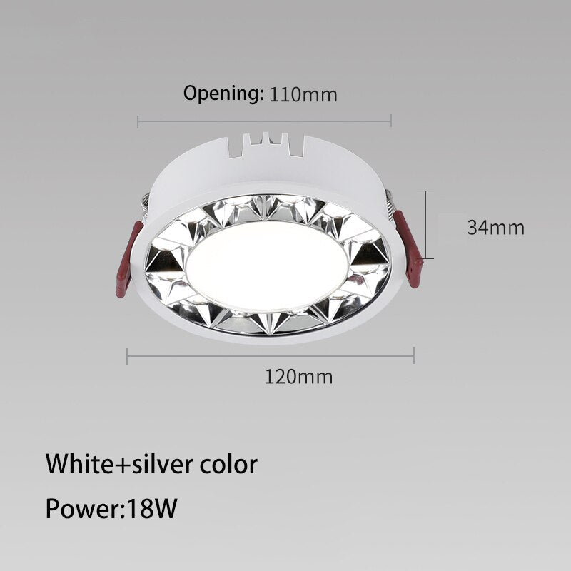 Led Spotlights Round Downlight Recessed Ultra-thin Grille Lamp Aluminum Ceiling Spot Light 7W 12W 18W 24W 36W Foco Lighting