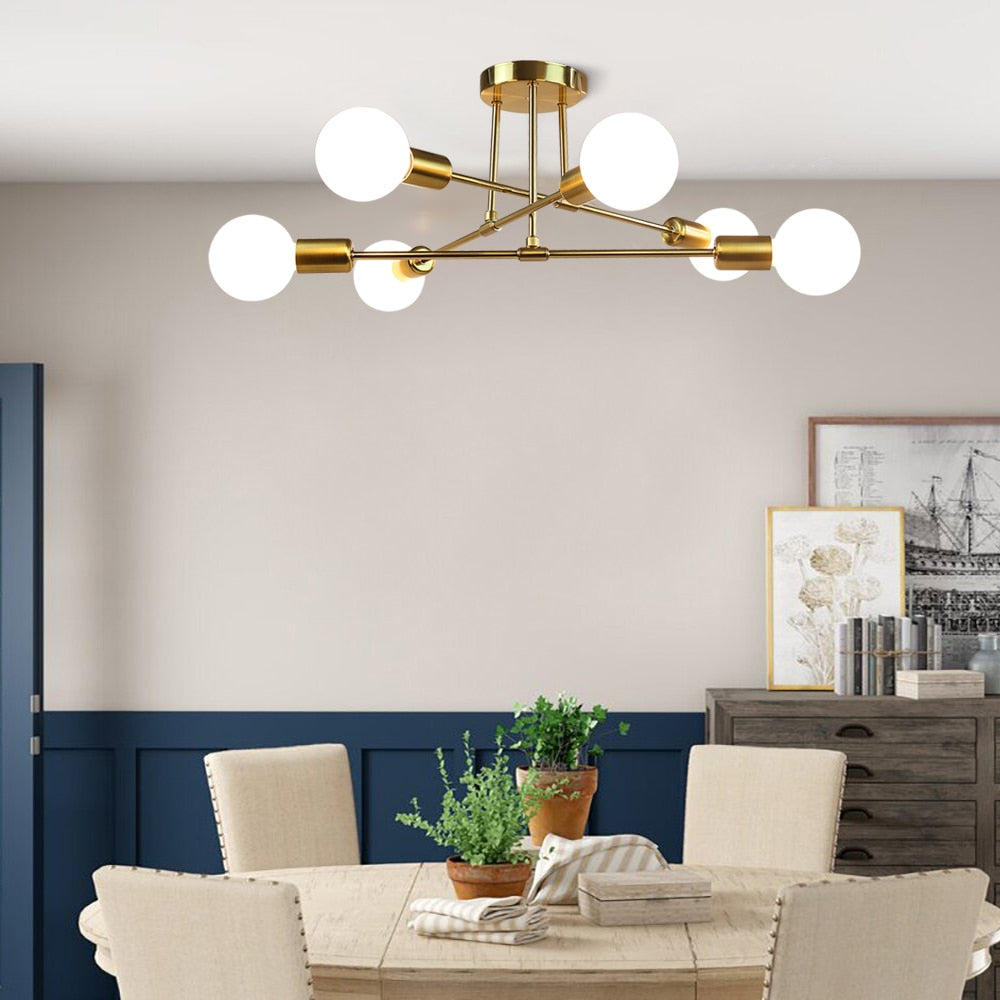 Modern LED Ceiling Lamp Loft Industrial Black/Golden LED Ceiling Lights Nordic Minimalist Living Room Ceiling Lamps Fixture