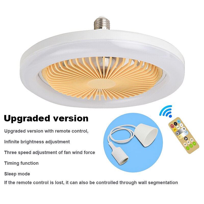 2in1 Smart Ceiling Fan E27 Light Head 30W Lighting Fan With Remote Control LED Electric Fan