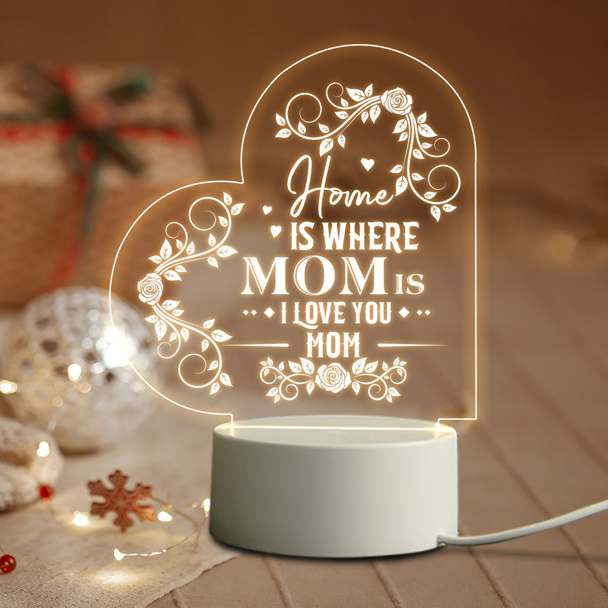 Mom Birthday and Mother Day Novelty Present Bedroom Night Light Decoration Lamp Thanksgiving Gift for Mommy