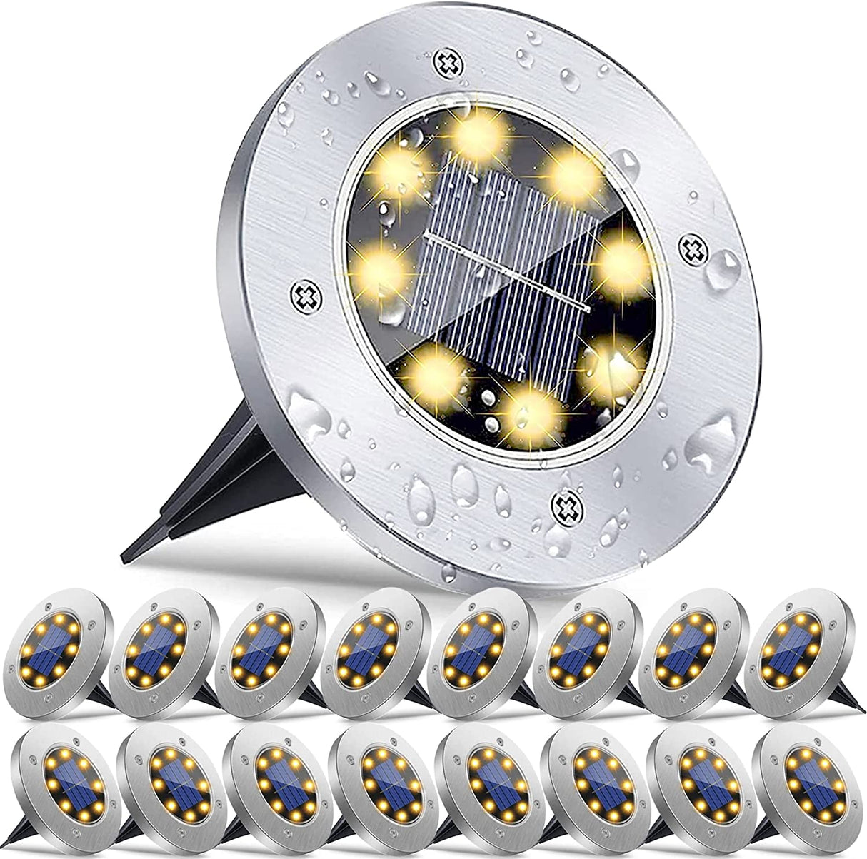 8 LED Solar Garden Lights Outdoor Patio Disk Buried Lights In-Ground Landscape Lighting For Lawn Patio Pathway Yard Deck Walkway