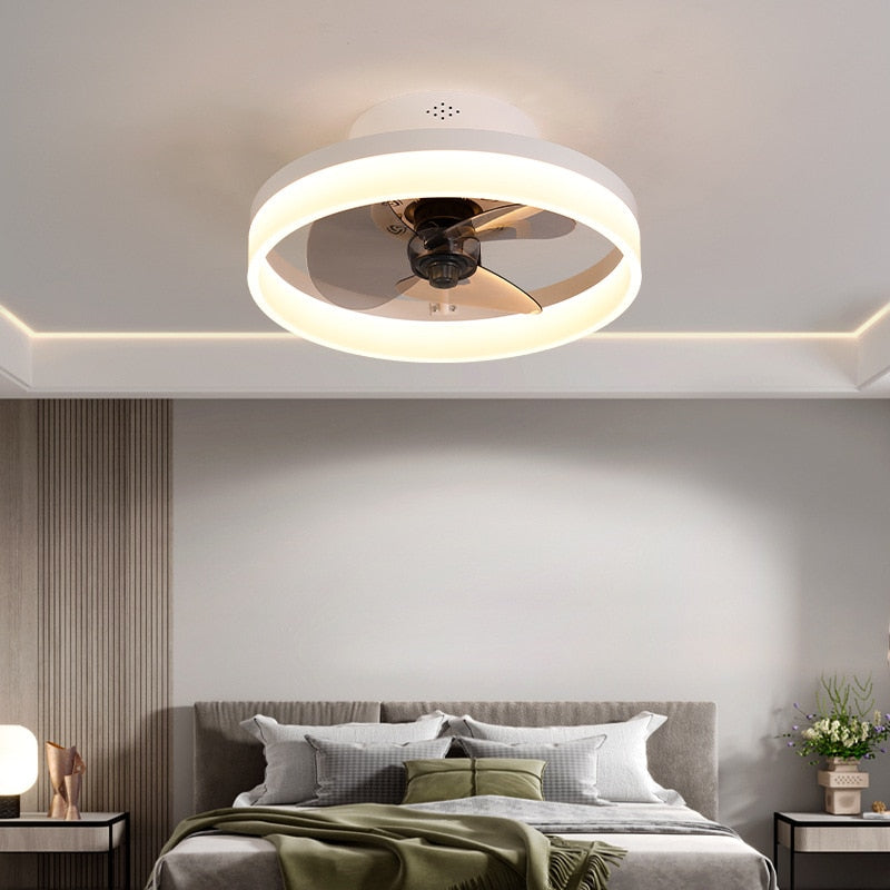 Nordic simple creative ceiling fan lamp invisible bedroom dining room ceiling fan with light for home Ventilador De Techo