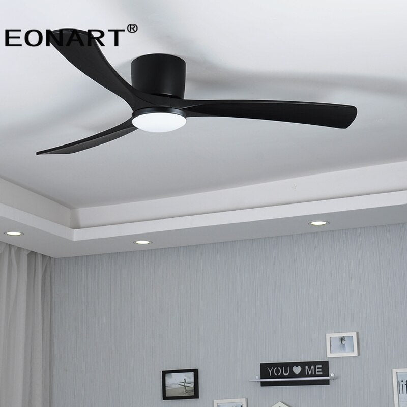 48Inch Low Floor Wooden Led Dc Ceiling Fan With Lamp Remote Control Modern Indoor Solid Wood White Ceiling Fans Without lmap