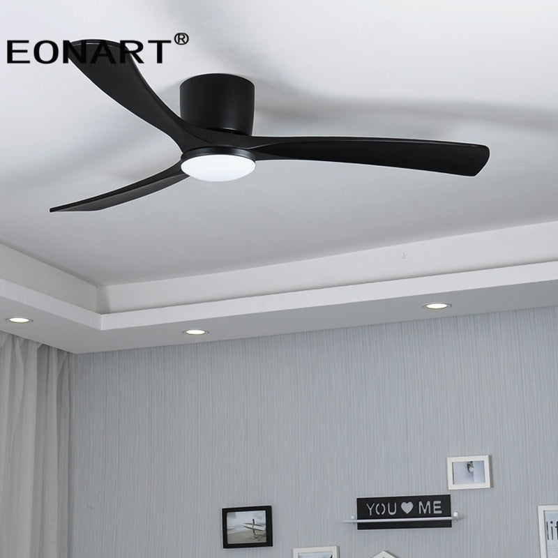 48Inch Low Floor Wooden Led Dc Ceiling Fan With Lamp Remote Control Modern Indoor Solid Wood White Ceiling Fans Without lmap
