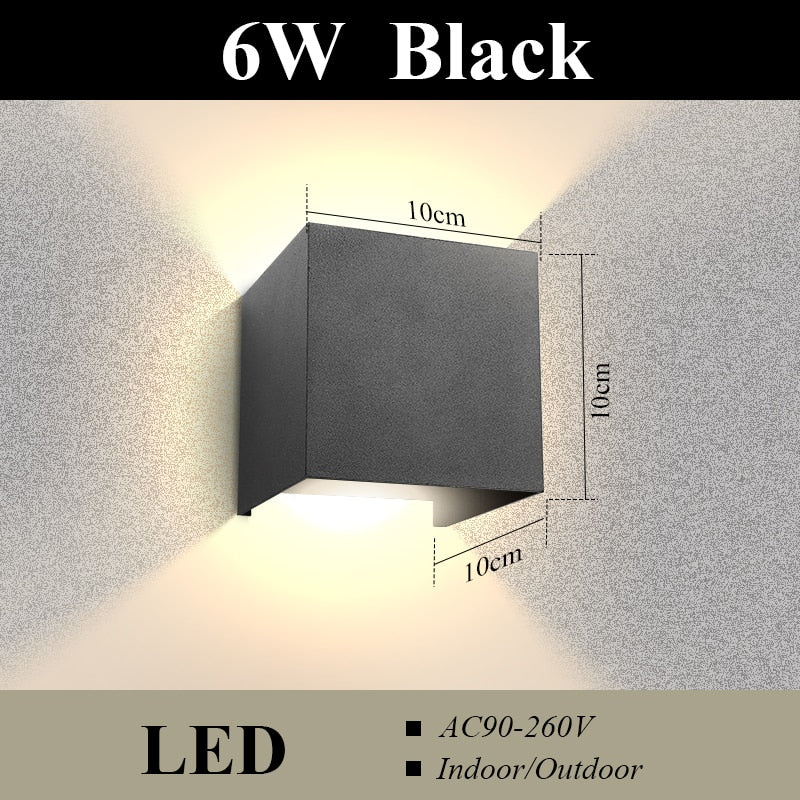 Led Wall Lamp Outdoor Waterproof Up And Down Luminous Lighting Garden Decoration AC85-265V Wall Lights for Bedroom Living Room