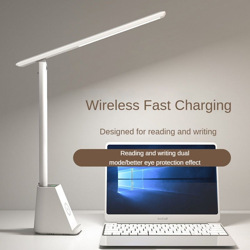 15W Wireless Quick-Charging Desk Light Eye-Protecting LED Folding Plug-in Intelligent Desk Lamp For Work And Study Table Lamps