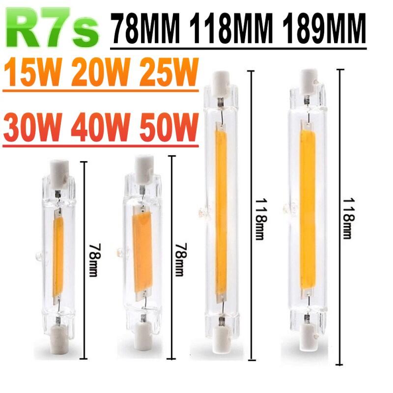 High Power LED R7s COB Glass Tube 118mm J118 78mm J78 COB Light Bulb AC1110V 120V 130V 220V 230V 240V Home Replace Halogen Lamp