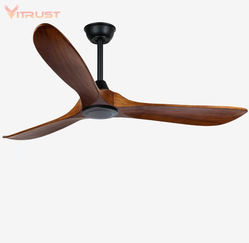 Luxury Natural Wooden Ceiling Fan Home Decorative Pendant Fan With Lamp Reversible Motor Suitable for Summer and Winter