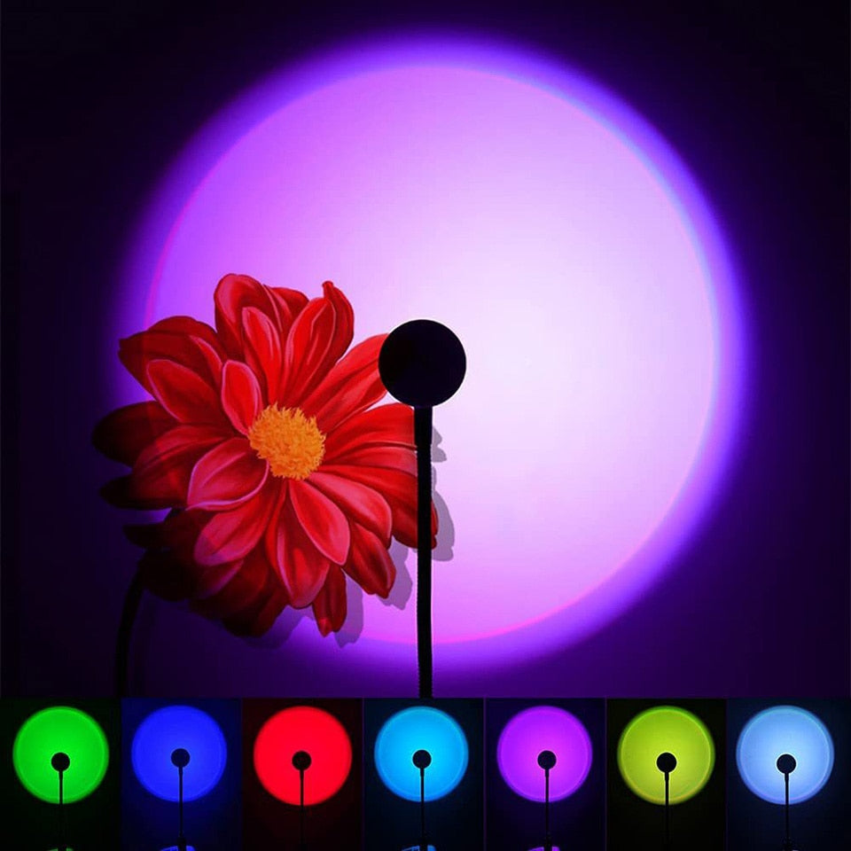 1x USB Sunset Lamp LED Rainbow Neon Night Light Projector Photography Wall Atmosphere Lighting for Bedroom Home Room Decors Gift