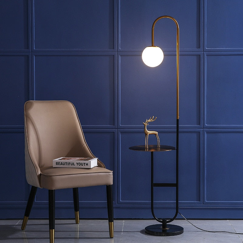 Nordic Led Floor Lamp Iron Marble Standing Lamp with Round Tea Table Art Deco Floor Lamps Living Room Corner Sofa Floor Lights