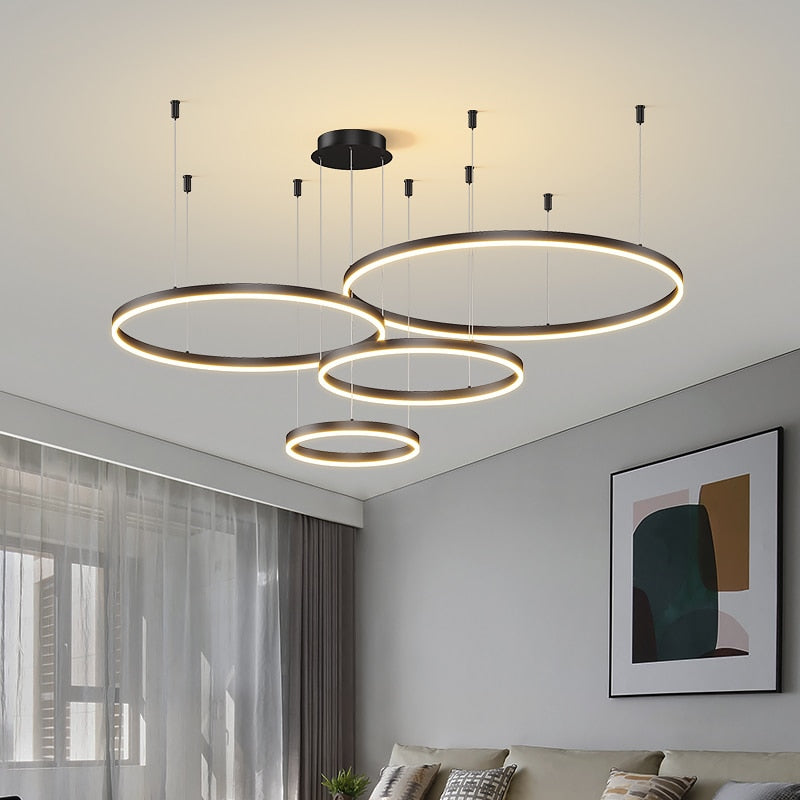 Modern Led Ceiling Chandelier Circular Ring Chandelier Living Bedroom Dining Room Lighting Home Indoor Lighting Decors Chandelier
