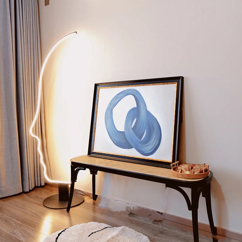 Nordic Minimalist Creativity Human Face Led Floor Lamp Living Room Bedroom Home Decor Bedside Sofa Corner Standing Ambient Light