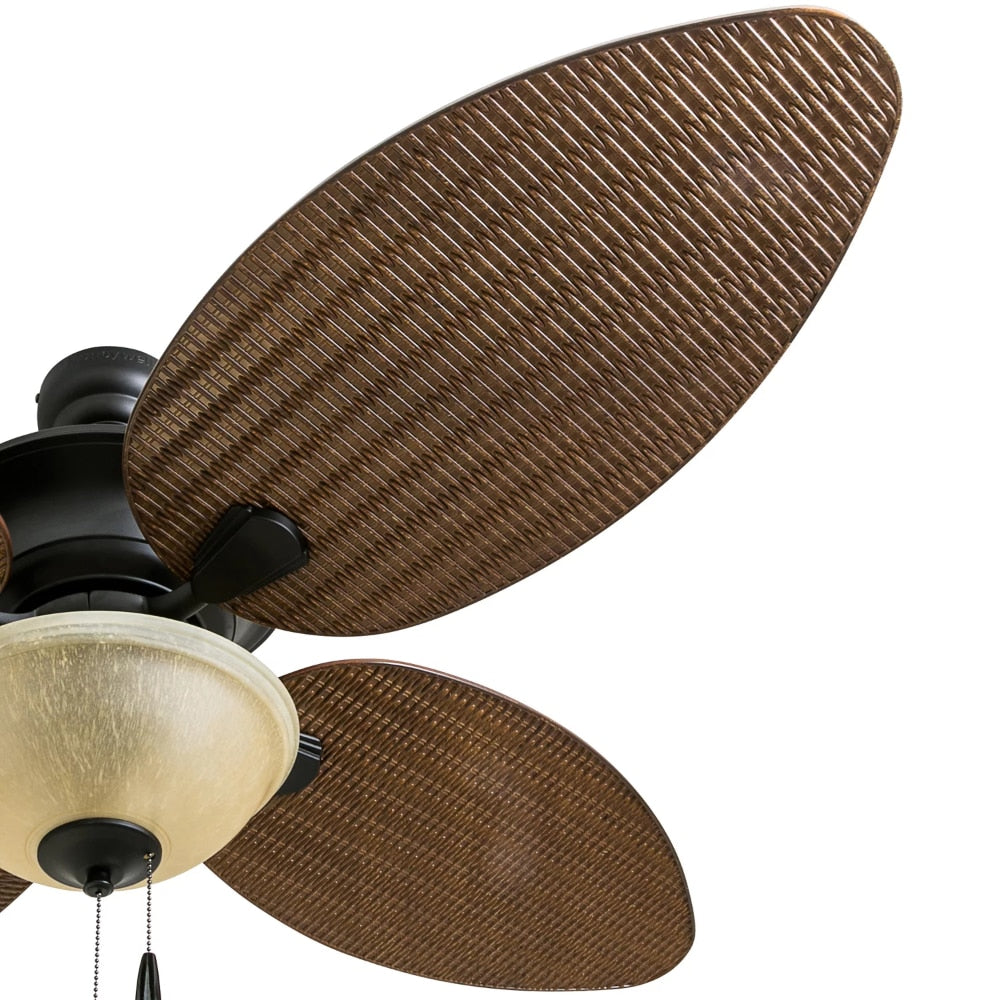 52" Sunset Key Bronze 4-Blade Tropical Ceiling Fans W/ Reversible Airflow Room Decor Home Fan Ceiling Fan with Led Light