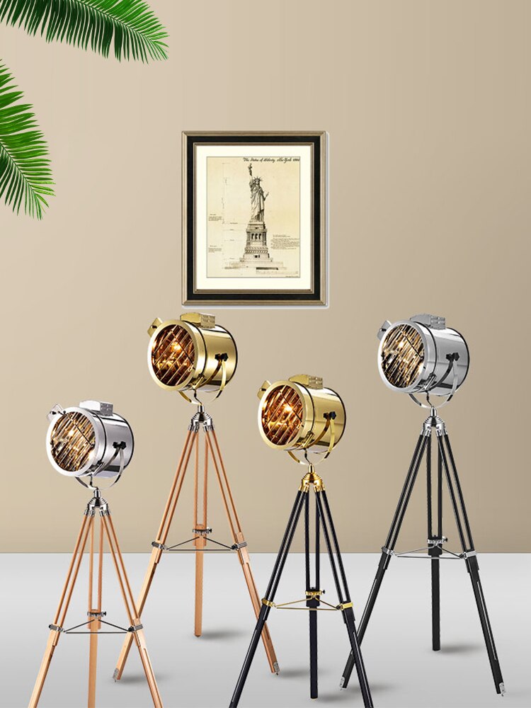Nordic Retro Tripod Led Floor Lamp Silver Golden Industrial Studio Pendant Light Cafe Living Room Bedroom Decor Standing Light