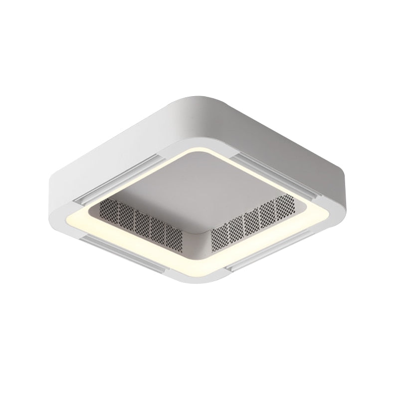 Modern Bladeless App Ceiling Fan Lamp For Foyer Bedroom Dining Remote Control Square Ventilator Electric Fan Room 220V LED Fan